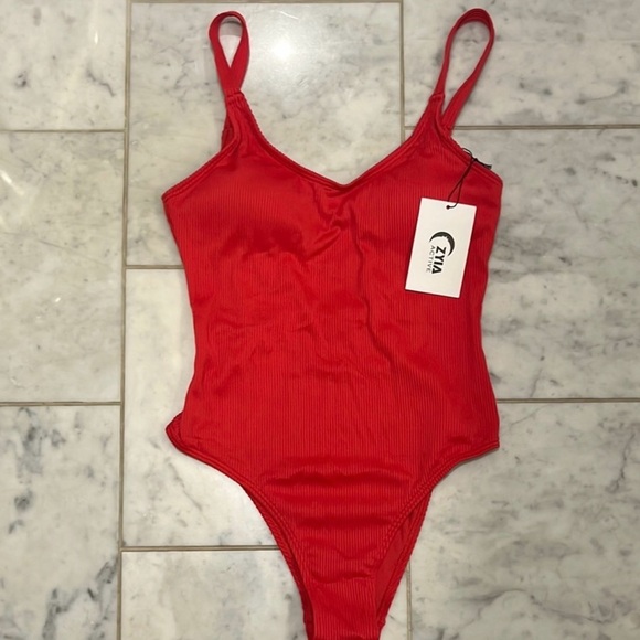 Red Women's One Piece Swimsuit - Picture 3 of 3